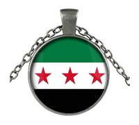 Stylish Syria Flags Charm Necklace For Culture Enthusiasts And Fashion Seekers Craft From Sturdy Zines Alloy And Glass Unique Fashion Jewelry