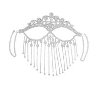 Stylish Tassels Veil Women Headwear Rhinestones Chain Face Masquerade Dance Parties Costume Face Accessory