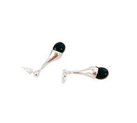 Stylish Teardrop Shaped Earrings Inlaid with Agate and Crystal Luxurious Style 925 Sterling Silver Needles Versatile Earrings for Women (Brown (ear clip))