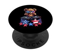 Stylish Teddy Bears Disco DJ Star PopSockets Adhesive PopGrip
