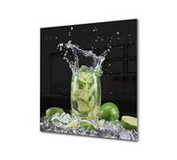 Stylish Tempered glass backsplash - Glass kitchen splashback - Glass upstand BS09 Water splash Series: Lime Mojito Drink