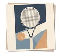 Stylish Tennis Birthday or Note Card - Racket Sports, Squash, Padel | for Friend, Brother, Sister, Husband, Wife, Son, Daughter - Modern, Minimalist Illustration - Blank Inside, with Envelope