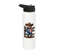 Stylish Texas Cowboy Teddy Bear Star Stainless Steel Insulated Water Bottle