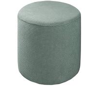 Stylish Textured Checked Ottoman Slipcover - Machine Washable Footstool Protector for Small/Large 100cm Diameter Round Ottomans Elastic Bottom