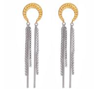Stylish Thread Dangle Earrings Tassels Accent Hypoallergenically Jewelry Lightweight Comfort for Casual Event Fashionable Moons Dangle Earrings