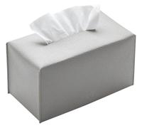 Stylish Tissue Box Holder, Pu Leather Rectangular Tissue Box Holder With Bottom Belt For Removable Multicolor(Grey)