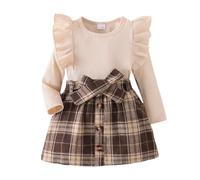 Stylish Toddler Girls Two Piece Playwear Set Featuring A Cozy Long Sleeve Pullover and Plaid Print Shorts Pink Princess Dress for Ladies Fancy Party 3 Year Old Girl Clothes