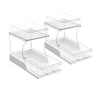 Stylish Transparent ABS Kitchen & Bathroom Cabinets with Shelf & Drawer - 2-Pack Modern Storage Solution for nizing Essentials