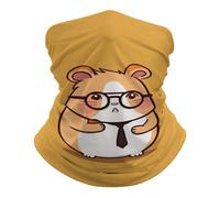 Stylish Tube Scarf, Facial Shield Cute Hamster Wearing Glasses Multifunctional Half Face Headwear for Running Sports Skiing