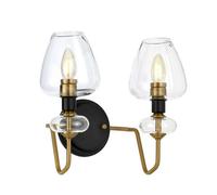 Twin Wall Light Aged Brass Finish Charcoal Black Paint LED E14 40W
