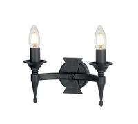 Stylish Twin Wall Light With Beaten Metal Panels And Candle Holders - Black Led E14 60W