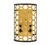 Twin Wall Light Hexagonal Laser Cut Steel Pattern Black Sunset Gold LED E14 60W