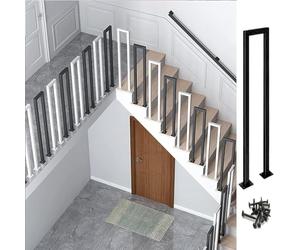 Stylish U-Shaped Black Iron Stair Railing - Elegant Baluster Posts & Swivel Spindle for Indoor/Outdoor Stairs, Attic Safety Rail, Durable Stair Railing Decoration