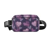 Stylish Unisex Heart & Polka Dot Lines Peach Purple Valentine's Day Waist Bag with Adjustable Strap for Travel, Running, Hiking, Hearts Polka Dots Lines Peach Purple Valentine's Day, Hearts Polka