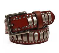 Stylish Unisex Studded Casual Italian Cowhide Leather Belts For Jeans Punk Rock Rivets Belt With Buckle For Men Black Brown Various Sizes Button Belt Decorated with round nails and square pieces
