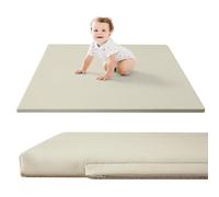 Stylish Vegan Leather Padded Play Mat for Baby 120x120cm, Cream - Soft 2.5 cm Thick High-Density Foam, Baby Mat for Floor with Non-Slip Backing for Crawling & Playpen - Easy-Care & Odourless Playmat