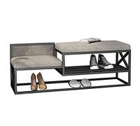 Stylish Velvet Cushion Bench with Backrest Rectangular Design 2-Tier Storage Sturdy Wrought Iron Frame Multiple (80cm Black) - Perfect for Home Decor!