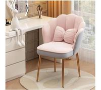Stylish Velvet Makeup Chair - Plush Upholstered Petal Metal Legs - Perfect for Living Room Bedroom Office - Chic Pink and Gray Design Functional & Fashionable Beauty Stool