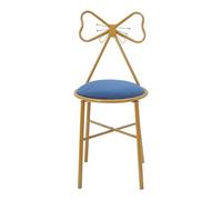 Stylish Velvet Makeup Stool - Modern Backrest Chair with Cushioned Seat for Dining & Vanity - Versatile Blue Suede Accent Chair for Home Decor & Comfort