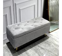 Stylish Velvet Storage Bench with Easy Assembly for Living Room Hallway and Bedroom - Multifunctional Ottoman Seat 120x40x45cm (B)
