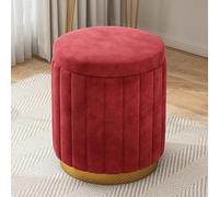 Stylish Velvet Storage Ottoman Stool - Round Padded Footrest for Bedroom & Living Room Chic Accent Furniture with Hidden Compartment for nized Spaces