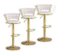 Stylish Velvet Swivel Bar Stool - Adjustable Height 360° Rotation Footrest Orange with White s Perfect for Kitchen Island & Breakfast Bar Set of 1