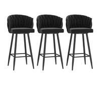 Stylish Velvet Swivel Bar Stools with Woven Backs, Modern Counter Height Chairs for Kitchen Island, Chic Bar Furniture for Home Decor and Dining