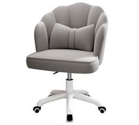 Stylish Velvet Swivel Dressing Chair 360° Makeup Armchair for Bedroom & Living Room Aesthetic Seashell Design Comfortable Grey Accent Chair