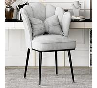 Stylish Velvet Vanity Chair for Home Office or Makeup Station Modern Upholstered Accent Chair without Wheels Perfect for Bedroom Living Room or Kitchen Grey (22x25x18 inch)