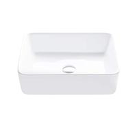 Stylish Vessel Sink 18 3/4 x 14 1/2 Inch Rectangular Porcelain Over the Counter Bathroom Sink Enamel Glaze Finish Smooth and Stain Resistant Non Porous Surface (White), P-223W