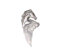 Stylish Vintage Pegasus Brooch, Paktong Winged Horse Lapel Pin with Black Agate Eye, Gothic Animal Badge, Handmade Metal Zodiac Statement Accessory