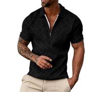 Stylish Vintage Polo Shirt - Men's Casual High Stretch Lapel Zip Shirt Black Blue Grey Navy White Sky Blue Hot Pink Orange Pink Green Khaki Purple Red Wine Yellow Brown Coffee L XXL 3XL 4XL 5XL
