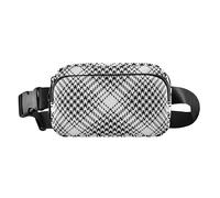 Stylish Waist Bag Fanny Pack Unisex Adults Houndstooth Black and White Plaid Large Capacity Bum Bag Belt with Adjustable Strap for Travel Shopping Running, Houndstooth Black And White plaid, 8" x 5.3"