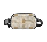 Stylish Waist Pack Crossbody Bag for Women Men Small Sling Chest Bag with Adjustable Strap for, Buffalo Plaid Tartan Check Scotland Fashion Tweed Beige, 8" x 5.3" x 2.3", Retro, Buffalo Plaid Tartan