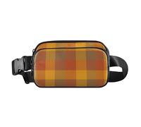 Stylish Waist Pack Crossbody Bag for Women Men Teenagers Large Capacity Sling Bag Travel Accessory, Tartan Fall Buffalo Plaid Check orange, 8" x 5.3" x 2.3", Retro, Tartan Fall Buffalo Plaid Check