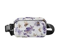 Stylish Waist Pack Crossbody Bag Unisex Adults Rustic Spring Chic Flowers Lavender White Water Resistant Crossbody Passport Bag with Adjustable Strap for Cycling Hiking Gym, Rustic spring chic