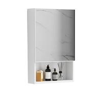 Stylish Wall-Mounted Medicine Cabinet with Mirror - Rectangular Bathroom Storage Single Door Adjustable Shelves 50x65x11cm Ideal for nized Spaces and Modern Décor