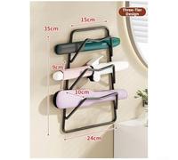 Stylish Wall Mounted Organizer For Curling Iron Straightener And Hair Clips In Modern Bathroom Spaces(three stories Black)