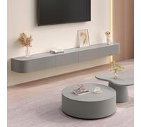 Stylish WallMounted TV Cabinet 160cm Solid Wood Floating Media Console with Drawers for Living Room & Office Grey TV Storage Unit Modern Design & SpaceSaving Solution