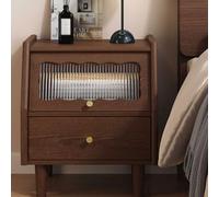 Stylish Walnut Bedside Storage Cabinet 2Tier Nightstand with Stable Shelves for Bedroom Entway Dorm Room Modern Small Table Practical Storage Solution