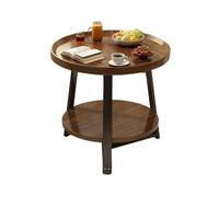 Stylish Walnut Circle Fluted Coffee Table - Double-Layer Storage, Recessed Desktop Design for Living Room or Bedroom, 19.7" x 19.7" x 23.6" - Modern Furniture Upgrade