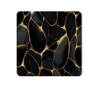 Stylish Washer Dryer Top Protector Mat, Black Marble and Gold Design Washing Machine Cover, Anti-slip Waterproof Mats for Laundry Room 24x24 Inch