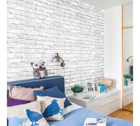 Stylish White Brick Wall Sticker, Quality PVC Wallpaper for Decorative Use in Bedroom or Restaurant, 17.7in X 32.8ft