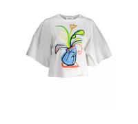 Stylish White Cotton T-Shirt- female- Desigual- T-Shirts- White- L- Tops L