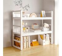 Stylish White Desktop Hutch - Wooden Desk Shelf for Home Office & College Dorm Space-Saving Storage Rack & Bookshelf 75cm nization Solution for Desktops & Displays