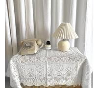 Stylish White Lace Table Cover, Square Lace Tablecloth, Vintage Embroidered Lace Table Cloth, Elegant Lace End Beside Table Cover For Wedding Party Home Kitchen Living Room Decoration, 120 X120cm