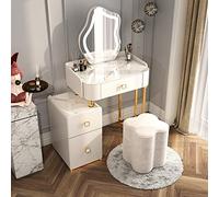 Stylish White LED Vanity Table Set with Stool & Storage, 3-Color HD Mirror - Ultimate Makeup Station for Women & Girls, Perfect for Bedroom & Dressing Room Decor, 23.6"