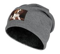 Stylish White Natural Greenery Twig Printed Winter Pullover Hats for Men and Women Combine Warmth and Style, Dark Gray-ovely Pet Dog Beagle, XXXL