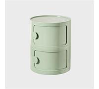 Stylish White Nightstand with Storage, Round Bedside Table with Sliding Doors, Versatile Plastic Cabinet for Bedroom & Living Room, Removable End (29.9"x12.6"x12.6")