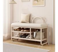 Stylish White Shoe Rack CabinetMultiLayer Entryway Bench with Open Storage &Design Iron e AntiSlip Foot Pads 31.5in for nized Entryway